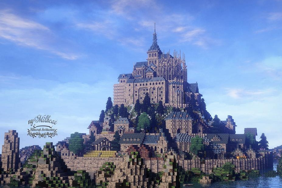 マインクラフトで再現されたモン・サン＝ミシェル